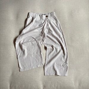 Zara Pull On High Waist Pleated Wide Leg Cropped Pants with Crossover Waist